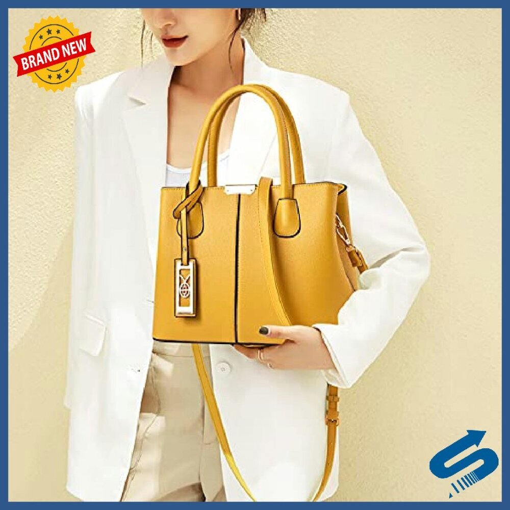 Leather Tote Crossbody Shoulder Bag with Adjustable Strap & Multiple Pockets - Picture 5 of 8